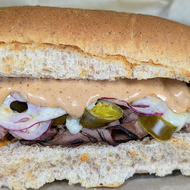 Spicy Roast Beef Sub.